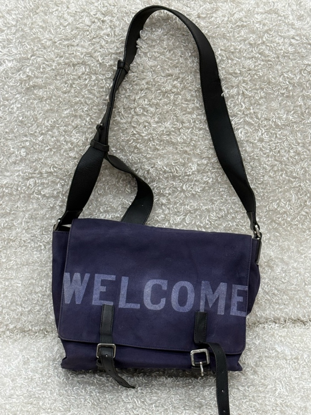 Loewe Messenger Military Canvas Shoulder Bag Navy Unisex Brand